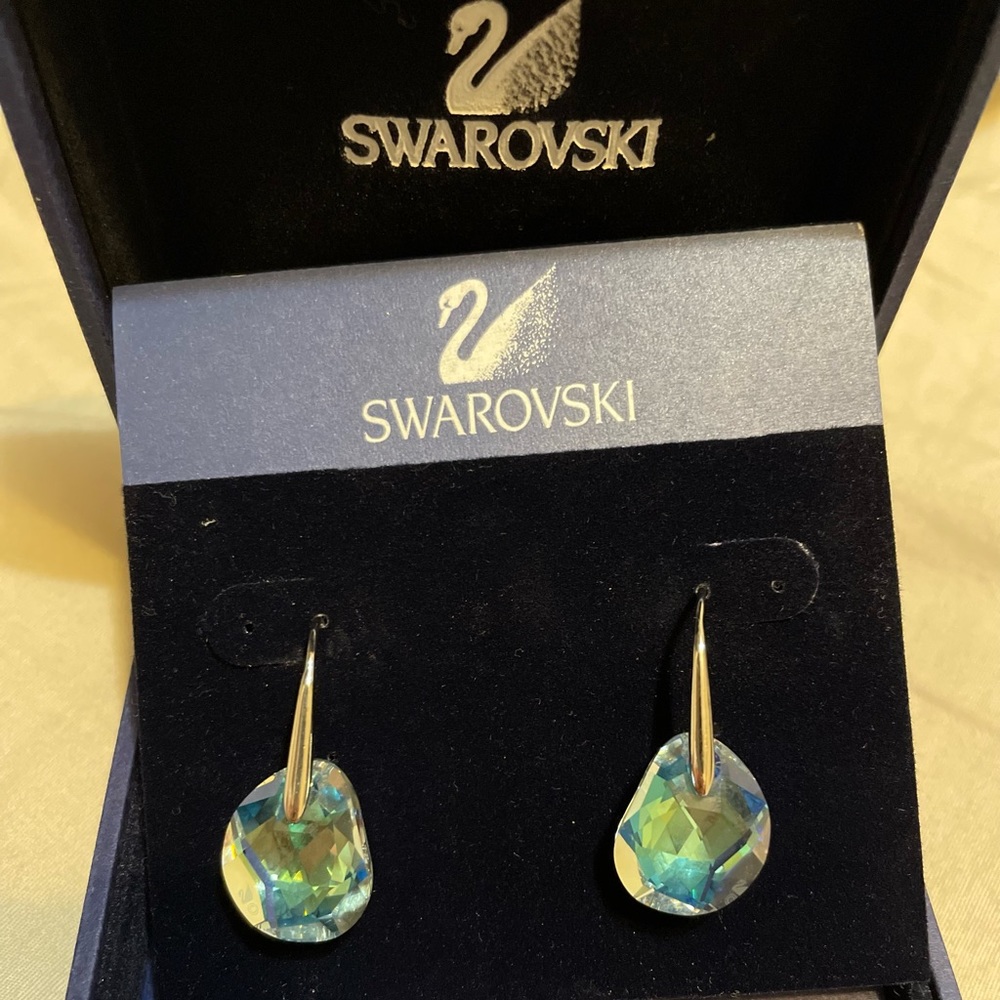 Swarovski Galet Light Azore Blue Crystal Earrings